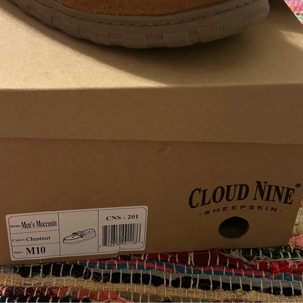 Cloud Nine Sheepskin Moccasin Slippers Slip On Loafers Leather Fur Men 10 - Picture 8 of 11